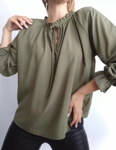 Blusa Cuello Mao Volados Mujer Lisa Varios Colores Y Talles (384) - comprar online