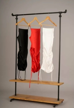 Imagen de Vestido Corto Fiesta Saten Mujer Elegante Frunce (514)