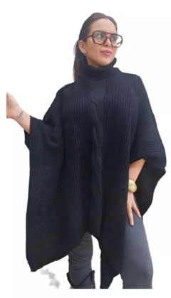 Poncho Con Cuello Tejido Mujer Hilo Super Amplio Polera (611) - BAKMOR