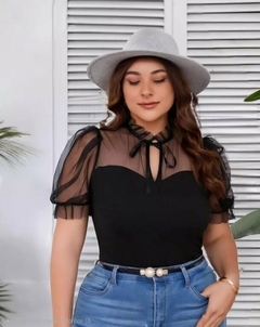 Remera Blusa Manga Princesa Tul Cuello Para Atar Mujer (546) - tienda online