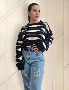 Imagen de Sweater Hilo Mujer Combinado Tendencia Moda (466)