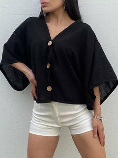 Imagen de Camisa Manga Corta Oxford Mujer Oversize Lino (537)