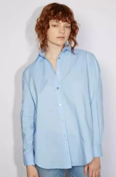 Camisa Basica Uniforme Manga Larga Lisa Mujer Entallada (12) - BAKMOR