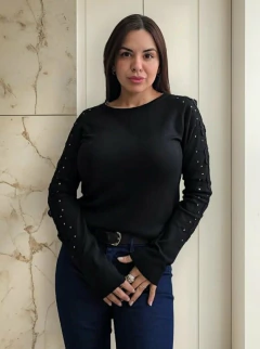 Sweater Importado Bremmer Manga Bordada Strass Brillos Mujer (623) - comprar online
