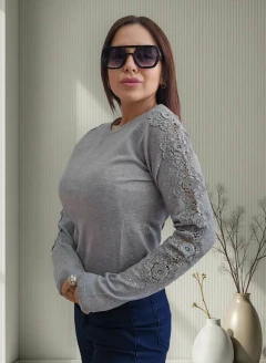 Sweater Importado Bremmer Manga Bordada Strass Brillos Mujer (623) - BAKMOR