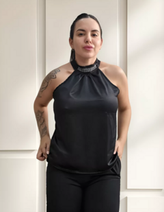 Musculosa Saten Brillos Mujer Corte Americano (463)