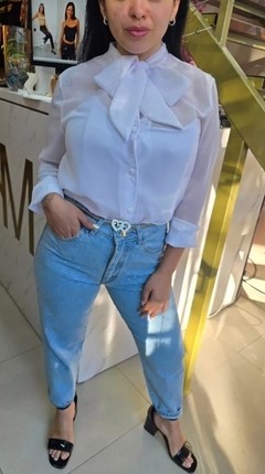 Camisa Manga Larga Tul Moño Mujer Elegante (587) - comprar online