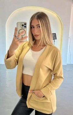 Saco Blazer Mujer Largo Entallado Dama Creppe Sastrero (6) - BAKMOR