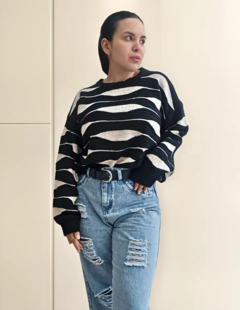 Sweater Hilo Mujer Combinado Tendencia Moda (466)