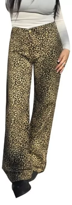Pantalon Gabardina Wide Leg Palazzo Mujer Animal Print (458) - tienda online