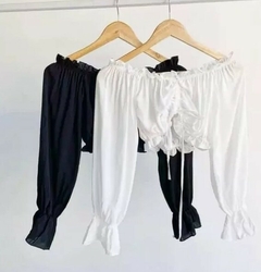 Paisana Crop Top Manga Larga Volados Frunce Paisanita Mujer (180) - comprar online