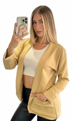 Saco Blazer Mujer Largo Entallado Dama Creppe Sastrero (6) en internet