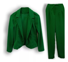 Traje Sastrero Blazer Y Pantalon Tiro Alto Creppe 2 Piezas (260)