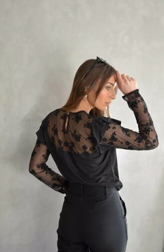 Imagen de Blusa Encaje Modal Mujer Elegante Remera Manga Larga (468)