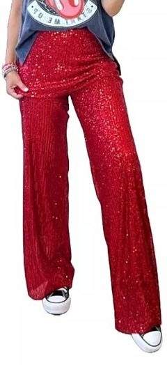Pantalon Palazzo Lentejuelas Brillo Mujer (503)