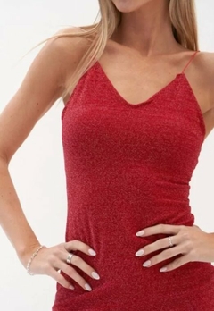 Vestido Corto Lurex Brillos Escote V Elegante Delicado Mujer (532) - comprar online