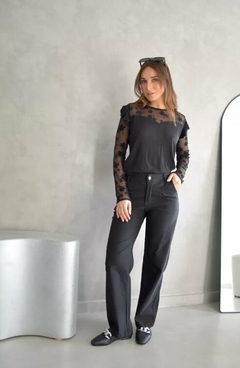 Blusa Encaje Modal Mujer Elegante Remera Manga Larga (468) - BAKMOR