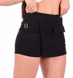 Short Pollera Cargo Glitter Brillosa Lurex Pantalon Corto (350)