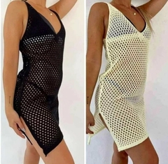 Vestido Calado Playero Mujer Varios Colores Hilo Tejido (114)