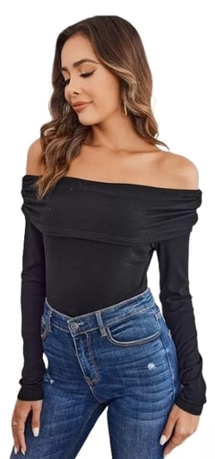 Remera Cuello Bote Hombros Descubiertos Modal Paisanita Dama (404)