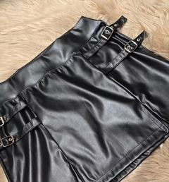 Pollera Mini Falda Engomada Doble Tajo Tiro Alto 36 A 46 (559)