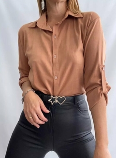 Camisa Lino Manga Larga Lisa Mujer Entallada Premium (470) - tienda online