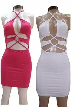 Vestido Corto Mujer Lycra Ajustado Noche Tiras En Escote (76) - BAKMOR
