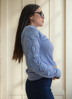 Imagen de Sweater Importado Bremmer Manga Bordada Strass Brillos Mujer (623)