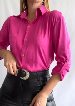 Camisa Lino Manga Larga Lisa Mujer Entallada Premium (470) - BAKMOR