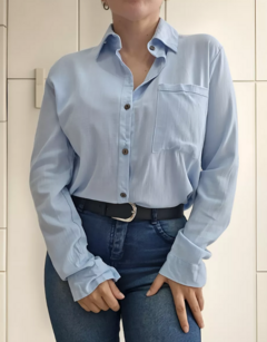 Imagen de Camisa Lino Manga Larga Lisa Mujer Entallada Premium (470)