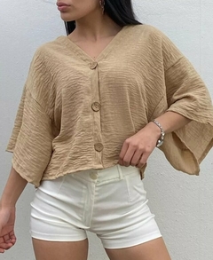 Camisa Manga Corta Oxford Mujer Oversize Lino (537) - comprar online