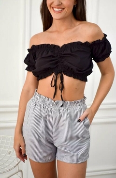 Short Rayado Elastico Poplin Mujer Tendencia Casual (509) - comprar online