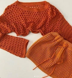 Top Playero Calado Manga Larga Oxford Tejido (338) - tienda online