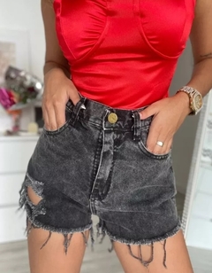 Short Jean Mujer Rigido Desflecado Tiro Alto Talle 38 A 46 (410)