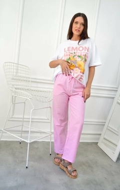 Pantalon Rayado Palazzo Verano Mujer Poplin Bolsillos (510) - tienda online