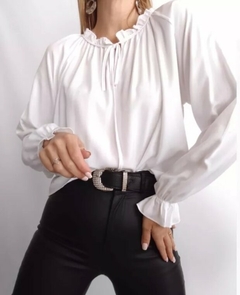 Blusa Cuello Mao Volados Mujer Lisa Varios Colores Y Talles (384) - comprar online