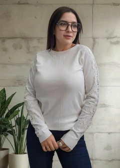 Sweater Importado Bremmer Manga Bordada Strass Brillos Mujer (623) - comprar online