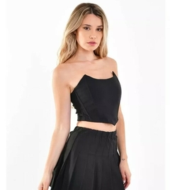 Corset Top Bengalina Con Cierre Ballenas Talles Y Colores (96)