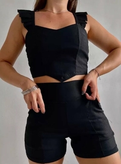 Conjunto Crop Top Volados Y Short Bengalina Mujer Premium (531) - tienda online