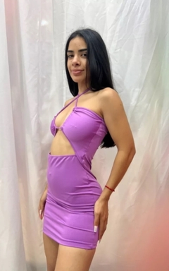 Imagen de Vestido Corto Escotado Fiesta Lycra Mujer Tendencia Colores (344)
