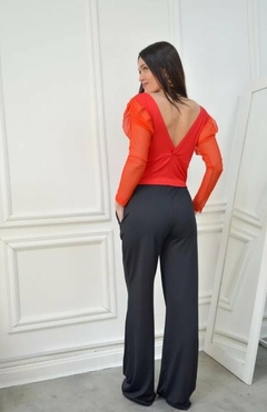 Blusa Remera Mangas Largas Tul Escote V Mujer (465) en internet