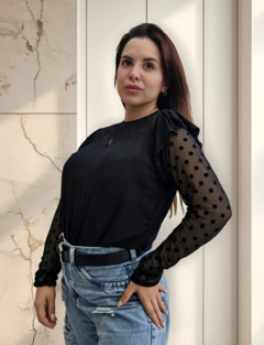 Blusa Encaje Modal Mujer Elegante Remera Manga Larga (468) en internet