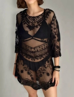 Vestido Tunica Playero Importado Encaje Bordado Mujer (550) - tienda online