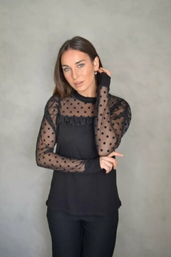 Blusa Volados Manga Larga Mujer Remera Mangas Largas Tul (544) - comprar online
