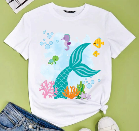 Camiseta Infantil ou Adulta - Cauda de Sereia
