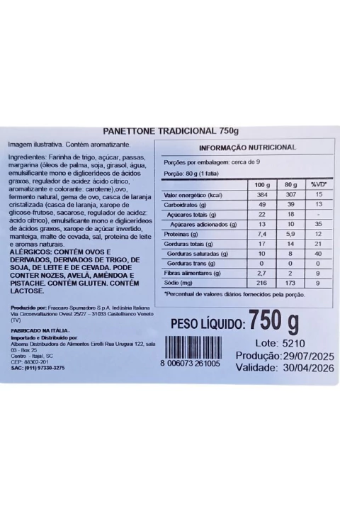 Fraccaro Panetone Italiano Tradicional Clássico Lata 750gr - EMPÓRIO ITIÊ