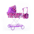 Coche cuna de muñeca con bolso - Rainbow