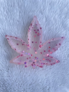 Folha pequena pó fada e glitter rosa na internet