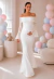 Vestido Longo Branco Renda Ombro a Ombro Manga Flare Gestante para Chá Revelação Ensaio Gestante e Eventos Especiais REF: NVG29 na internet