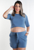 Conjunto de Blusinha e Short com Regulagem e Bolso Azul Danúbio REF: CMC2